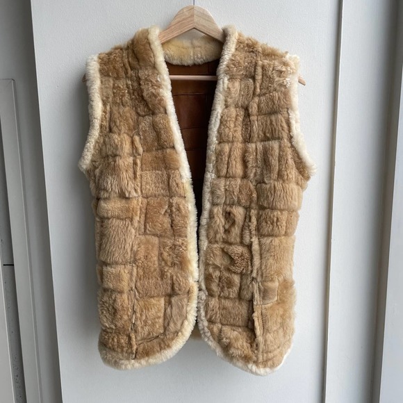 Vintage Brown and Cream Leather Vest - Picture 6 of 16